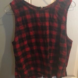 A red and black crop top